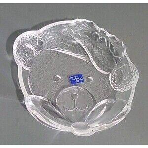 Vintage Mikasa Nova Candy Dish Crystal "Bear Necessities" Teddy Christmas 5.5"
